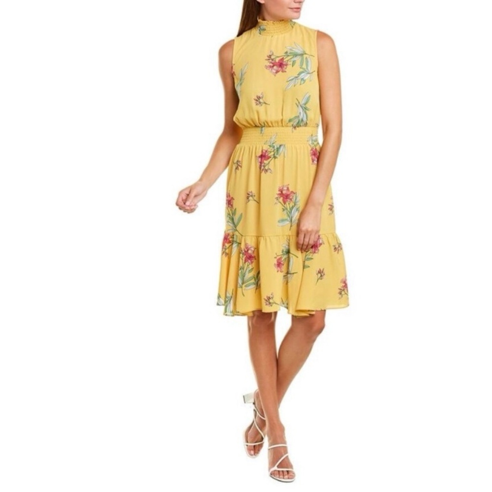 Nanette Lepore Colonel Lemon Pink High Neck Dress Floral